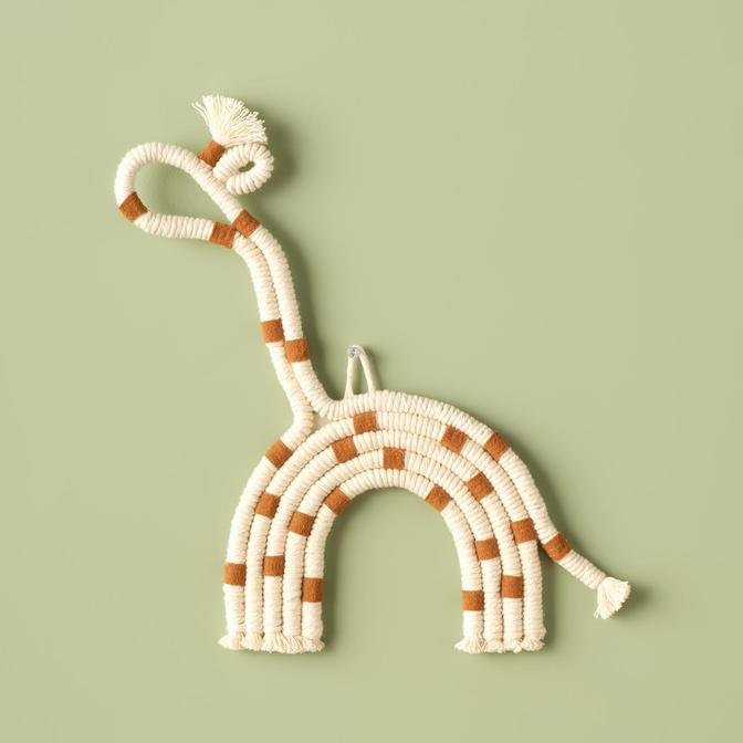 Giraffe Makrome Bebek Duvar Süsü Beyaz (23x30 cm)